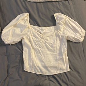 H&M Linen Puff Sleeve Top